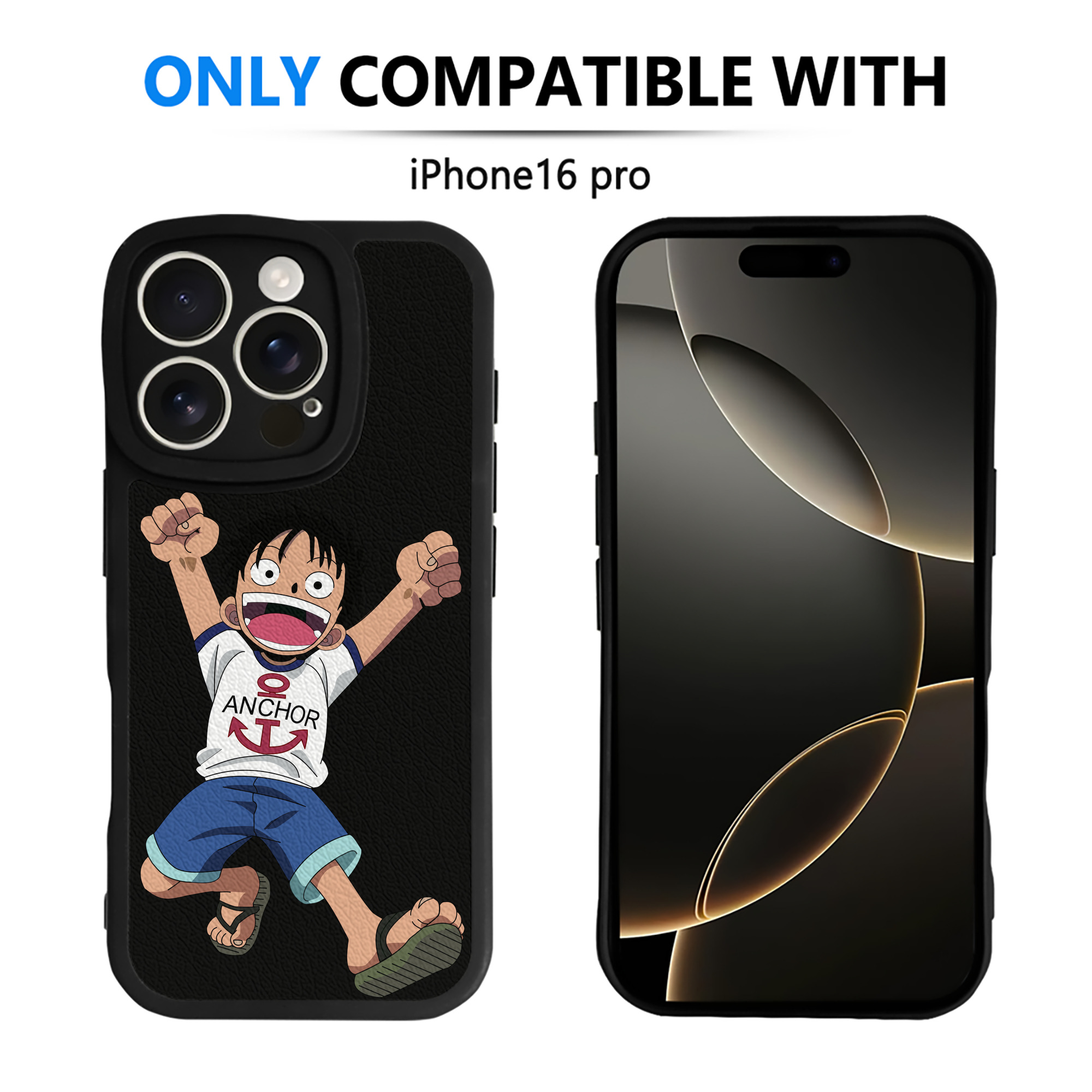 （画像用） ワンピース モンキー・D・ルフィ ONE PIECE Monkey D. Luffy 【iPhone 16シリーズ対応】シリコンスマホケース（レザー調） 材質：シリコン